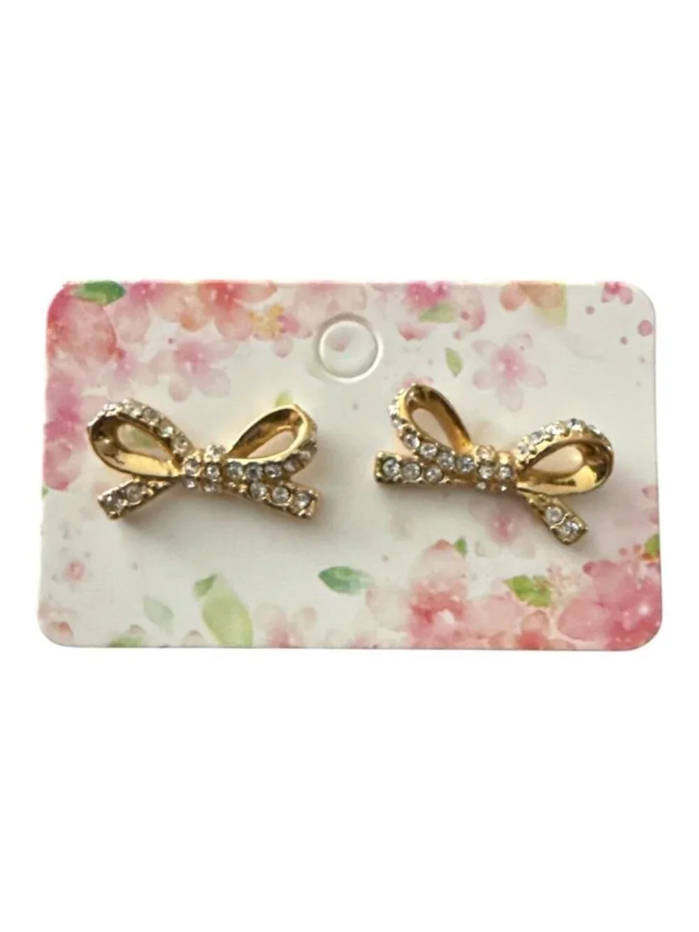 Kate Spade Crystal & Bow Stud Earrings Set Gold & Clear 2 Pairs Elegant Design